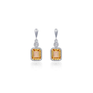 SS/PT 1.82cttw Simulated Diamond & Simulated Yellow Topaz Earrings