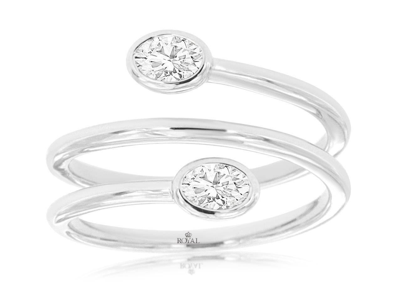 14K White Gold Oval Cut Diamond Fashion Ring by RJM