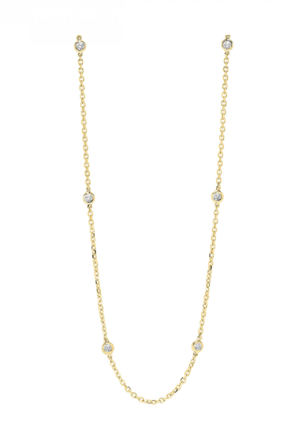 14K Yellow Gold 1.50cttw Diamond Station Necklace