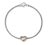 JH Essentials Heart 14K Gold & Silver on 1.8mm Chain Bracelet by John Hardy Sz M