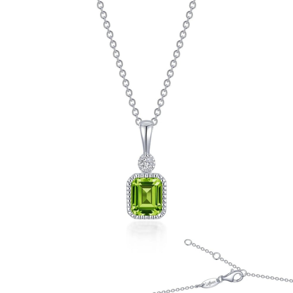 SS/PT 0.91cttw Simulated Diamond & Simulated Peridot Pendant Necklace