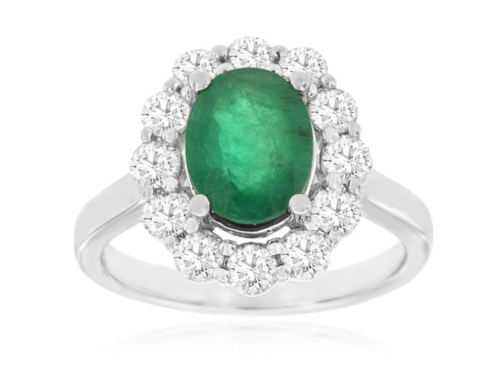 14K White Gold Emerald & Diamond Ring by RJM