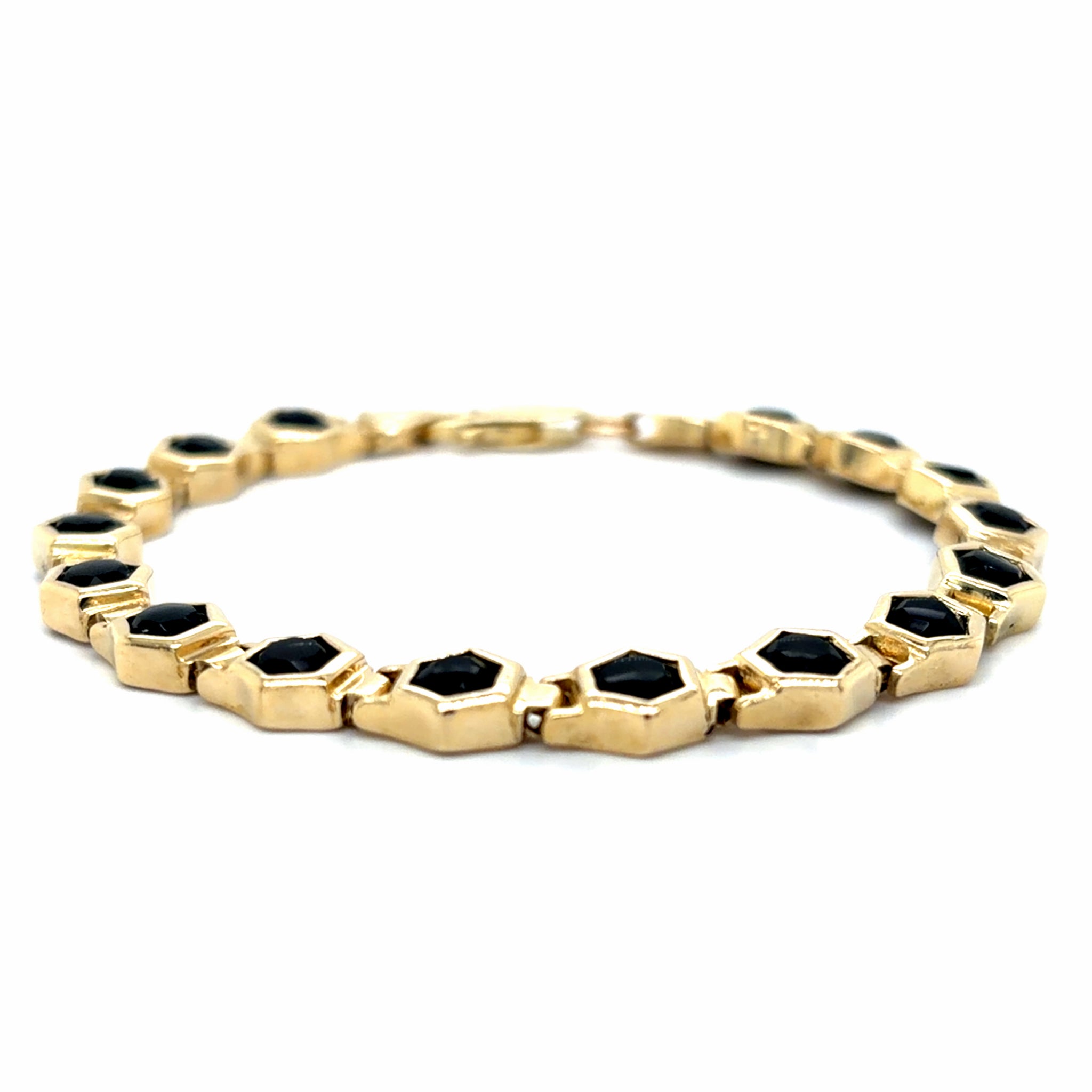 Estate Black Onyx Hexagonal Link Bracelet