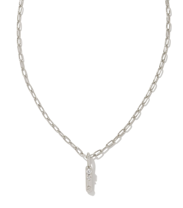 Crystal Letter I Silver White CZ Short Pendant Necklace by Kendra Scott