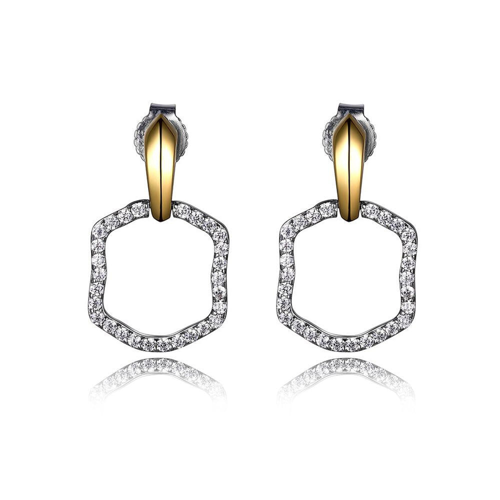 Sterling Silver Geometric CZ Earrings by ELLE