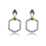 Sterling Silver Geometric CZ Earrings by ELLE