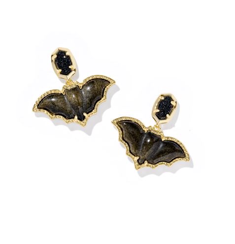 Bat Gold Plated Black Mix Drop Earrings by Kendra Scott