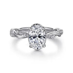 Ama - 14K White Gold Oval Halo Diamond Engagement Ring