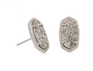 Ellie Silver Plated Earrings in Iridescent Drusy by Kendra Scott