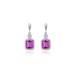 SS/PT 1.82cttw Simulated Diamond & Simulated Pink Tourmaline Earrings