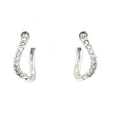 14K White Gold 0.40cttw Diamond Curved Huggie Earrings