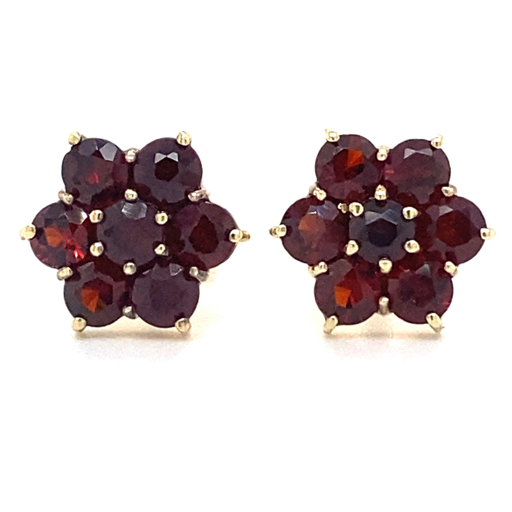 Estate Garnet Cluster Earrings