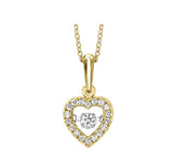 10K Yellow Gold 0.20cttw Diamond Rhythm of Love Heart Shaped Pendant & Chain