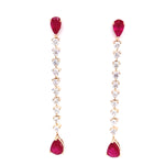 14K Yellow Gold Ruby and Diamond Dangle Earrings