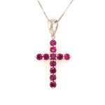 Sterling Silver Sim Ruby Cross Pendant with 18" Chain