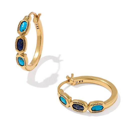 Mini Elisa Vintage Gold Plated Blue Mix Hoop Earrings by Kendra Scott