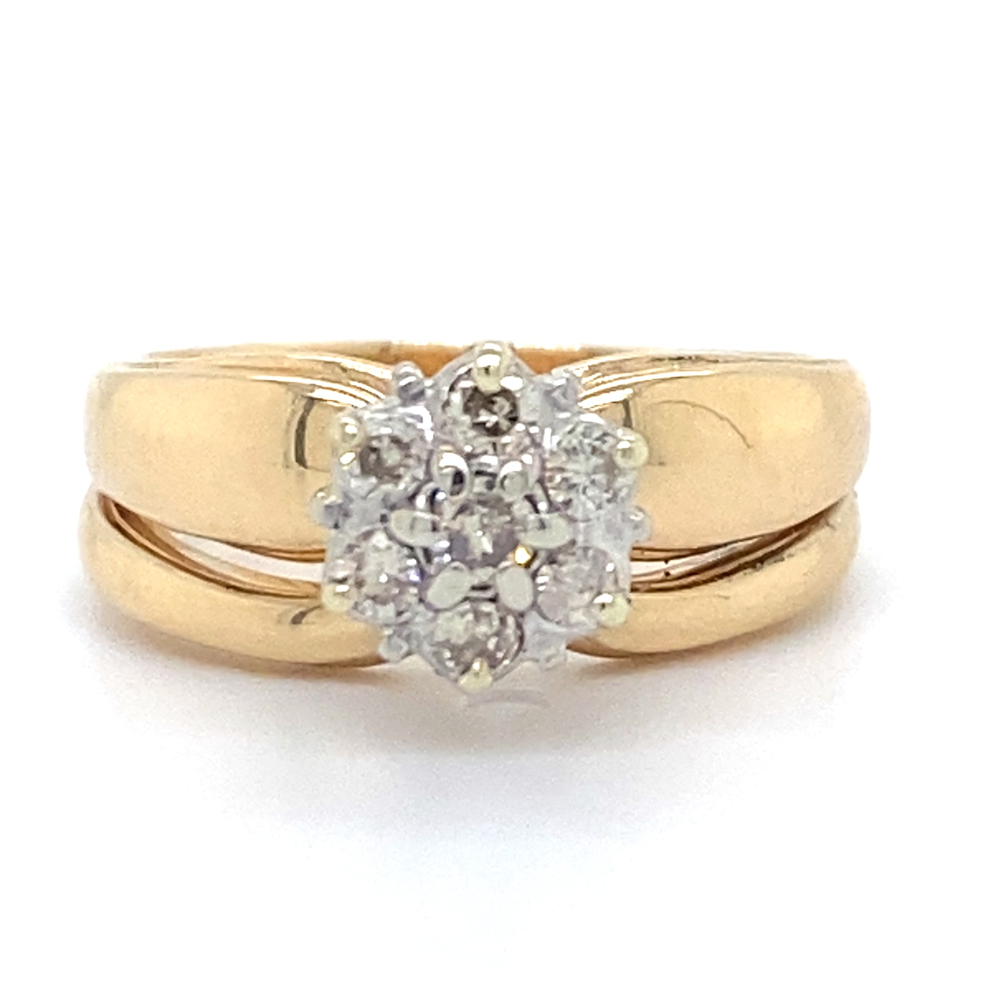 Estate 0.26cttw Diamond Cluster Wedding Set