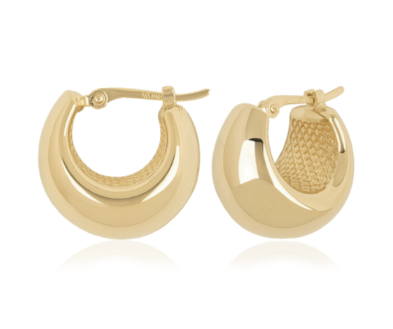 14K Yellow Gold Small Puff Bottom Earrings
