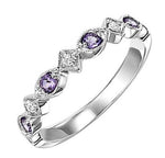 10K White Gold Amethyst & Diamond Band