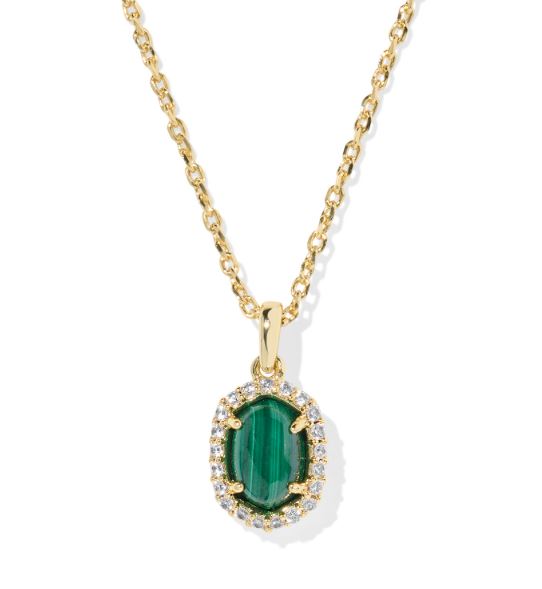 Daphne Gold Plated Green Malachite Crystal Frame Short Pendant Necklace by Kendra Scott