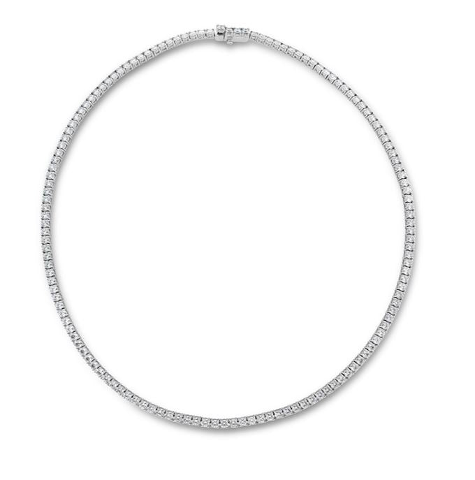 18K White Gold HOF 8.03cttw VI-SI GH Diamond Signature Uniform Line Necklace 16"