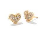 Ari Gold Plated White CZ Pave Crystal Heart Earrings by Kendra Scott