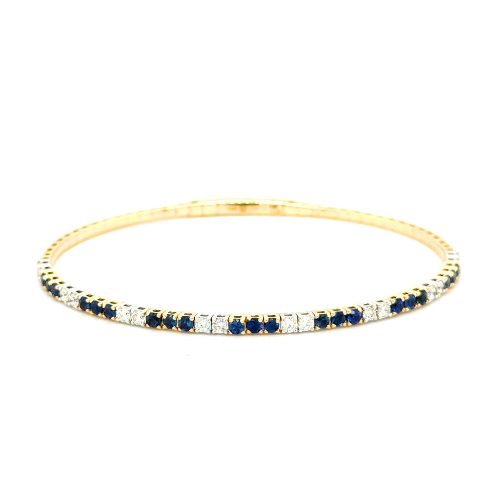 14K Two-Tone 1.21cttw Sapphire & 0.65cttw Diamond Bangle Bracelet