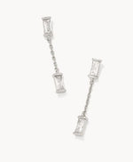 Juliette Silver Plated Drop Earrings in White Crystal by Kendra Scott