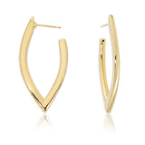 14K Yellow Gold V Shape Hoop Post Earrings