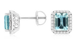 14K White Gold 1.75cttw Aquamarine & 0.20cttw Diamond Earrings by RJM