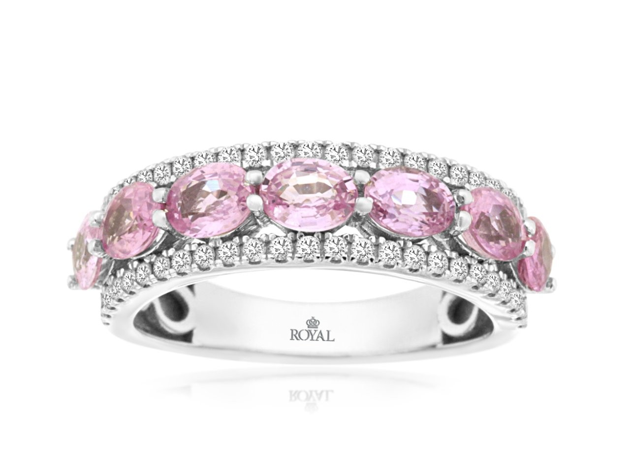 14K White Gold Pink Sapphire & Diamond Ring by RJM