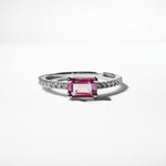 14K White Gold 0.70ct Pink Sapphire & 0.14cttw Diamond Ring