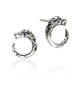 Naga Silver Stud Earrings with Blue Sapphire Eyes by John Hardy