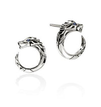 Naga Silver Stud Earrings with Blue Sapphire Eyes by John Hardy