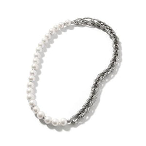 Asli Classic Chain Link 10.5mm Necklace with 9.5-10mm Cultured Fresh Water Pearl 18" by John Hardy