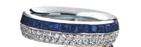 14K White Gold Sapphire and Diamond Band