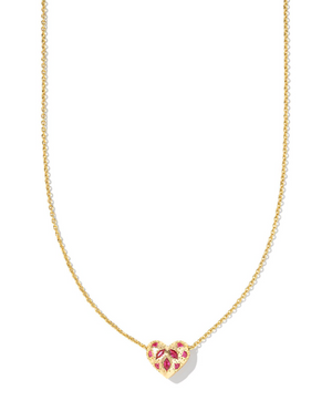 Holland Heart Gold Plated Pink Crystal Short Pendant Necklace by Kendra Scott