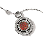 Dot Moon Door Silver Pendant on 2mm Mini Rolo Chain Necklace with Garnet, size 28-30 by John Hardy