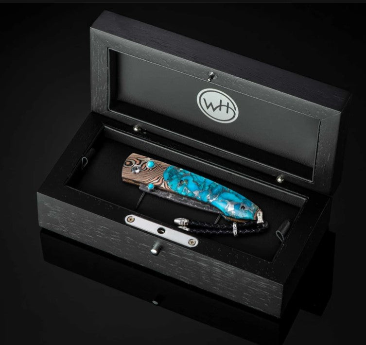 B10 Twisted Mokume Gane With Turquoise Scales And Intrepid Damascus 055/100 By William Henry