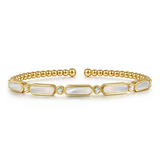 14K Yellow Gold 0.20cttw Diamond & 2.18cttw White Mother of Pearl Bujukan Bangle by Gabriel