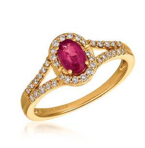 14K Yellow Gold 0.54ct Ruby & 0.24cttw Diamond Ring by LeVian