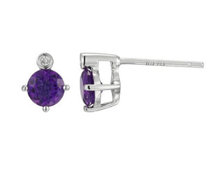 Sterling Silver Amethyst Birthstone Earrings by ELLE