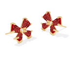 Blair Gold Plated Bright Red Drusy Bow Small Stud Earrings by Kendra Scott