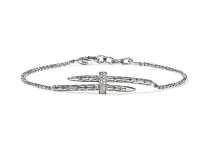 Spear Silver 0.08cttw Diamond Pave Station Bracelet with 1.5mm Rolo Chain by John Hardy