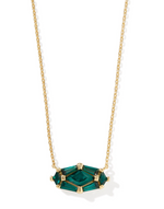 Lindy Rae Elisa Gold Plated Green Crystal Short Pendant Necklace by Kendra Scott