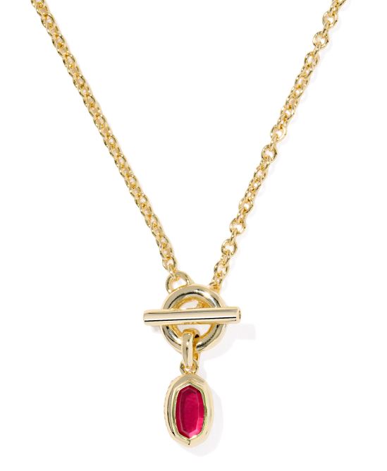 Mini Elisa Gold Plated Carmine Red Illusion Toggle Short Pendant Necklace by Kendra Scott
