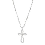 Sterling Silver Necklace with Paperclip Chain & CZ Cross by Elle
