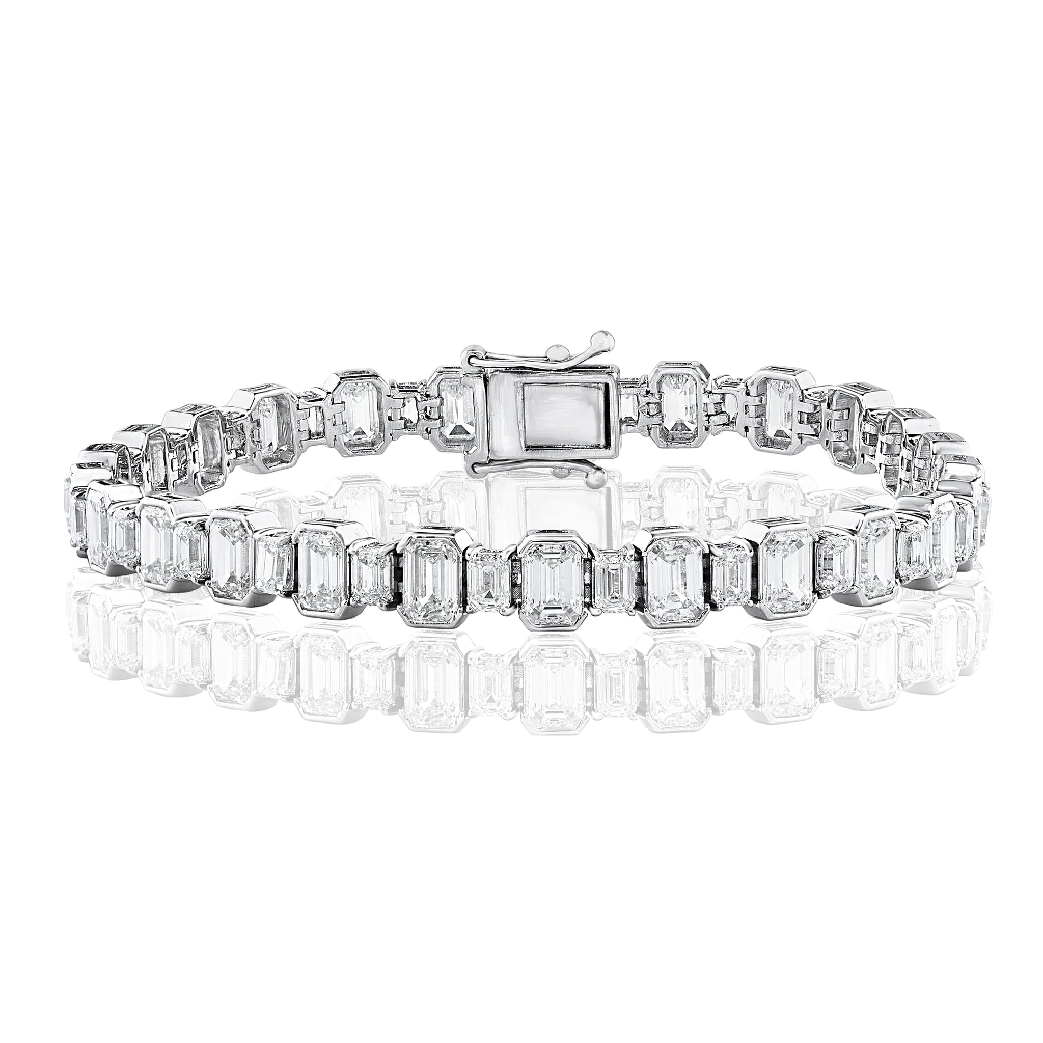 14K White Gold 12.38cttw SI G-H Emerald Cut Diamond Bracelet by Jewels by Jacob
