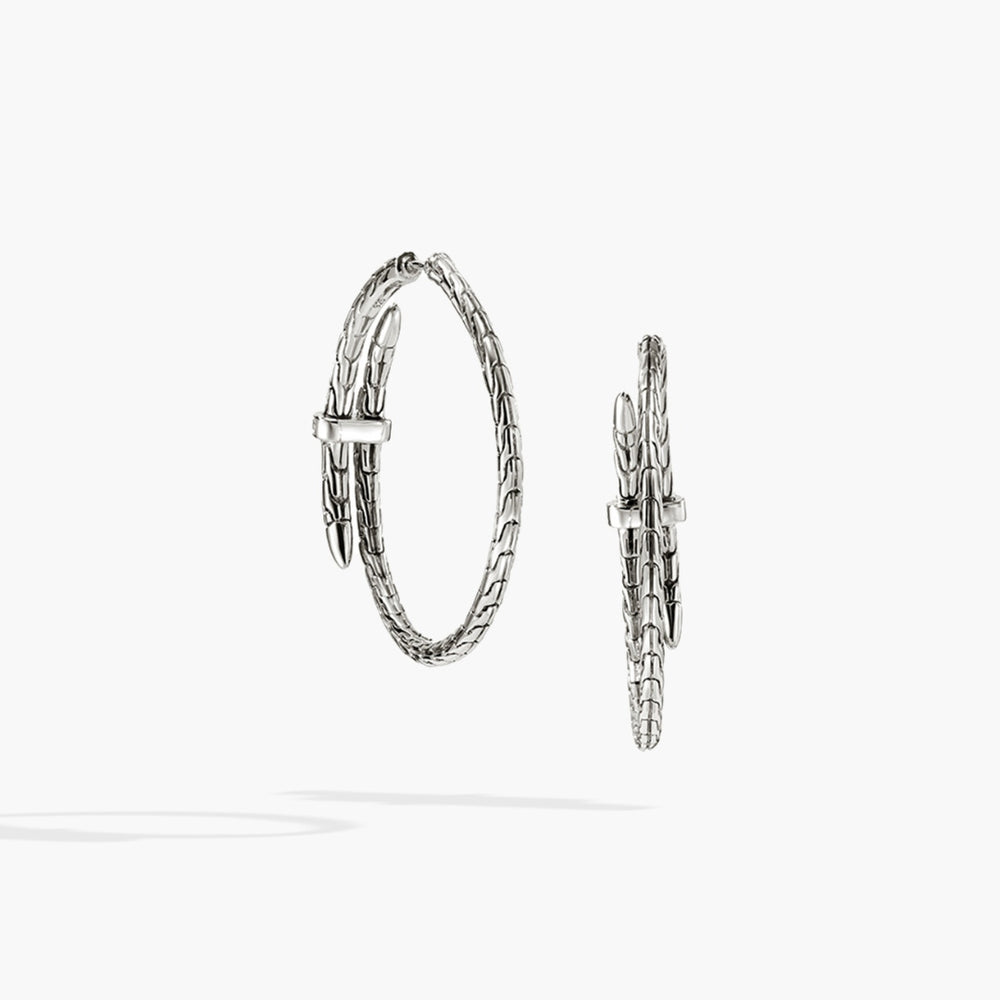 Spear Silver 0.12cttw Diamond Pave Hoop Earrings by John Hardy