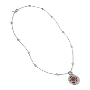 Dot Moon Door Silver Pendant on 2mm Mini Rolo Chain Necklace with Garnet, size 28-30 by John Hardy